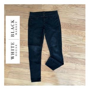 White House Black Market Black Distressed Fade Stretch Skinny Jeans